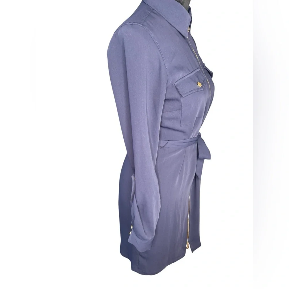 Calvin Klein Blue Cuffed Sleeve Shirt Dress - Picture 5 of 9